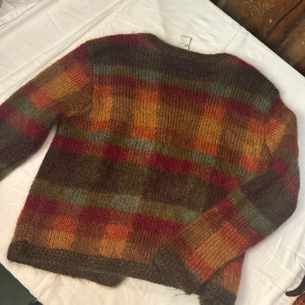 HAND KNIT …Talbots Autumn Tones Plaid Cardigan. Perfect condition - Picture 8 of 11